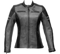 Rusty Stitches Joyce Chaqueta de cuero de motocicleta para damas, negro-gris, tamaño 36 para Mujer