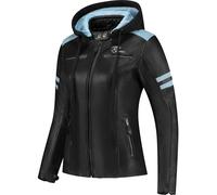 Rusty Stitches Joyce Hooded V2, chaqueta de cuero mujer 38 female Negro/Azul Claro