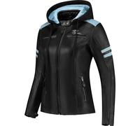 Rusty Stitches Joyce Hooded V2, chaqueta de cuero mujer 42 female Negro/Azul Claro