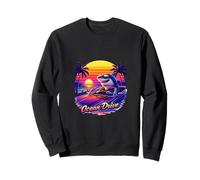 Ruta Costera Retro con Tiburones al Atardecer Sudadera