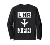 Ruta de avión de LHR a JFK Londres Nueva York Manga Larga