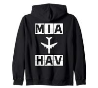 Ruta de avión MIA a HAV Miami Havana Sudadera con Capucha