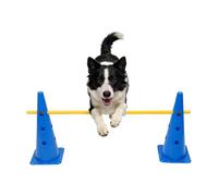Ruta de obstáculos de agilidad para perros de jardín, altura ajustable y | Equipo para entrenamiento de perros con postes para interiores, jardín, casa, perros pequeños, medianos, Gra