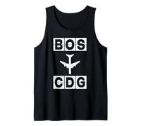Ruta de Vuelo BOS a CDG Códigos de Boston París Camiseta sin Mangas