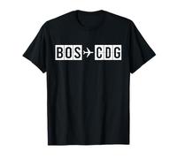 Ruta de Vuelo BOS CDG Códigos Aéreos de Boston a París Camiseta