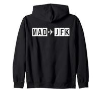 Ruta de Vuelo Mad JFK Códigos Aéreos de Madrid a Nueva York Sudadera con Capucha