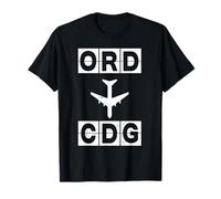 Ruta de Vuelo ORD a CDG Códigos de Chicago París Camiseta