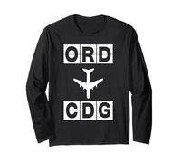 Ruta de Vuelo ORD a CDG Códigos de Chicago París Manga Larga