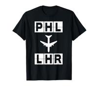Ruta de Vuelo PHL a LHR Códigos de Filadelfia Londres Camiseta