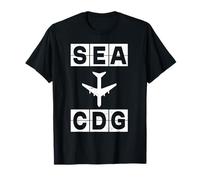 Ruta de Vuelo Sea a CDG Códigos de Seattle París Camiseta