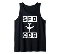 Ruta de Vuelo SFO a CDG Códigos de San Francisco París Camiseta sin Mangas