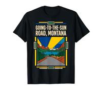 Ruta panorámica con la Bandera de Montana Going-to-The-Sun Road, Arte Vintage Camiseta