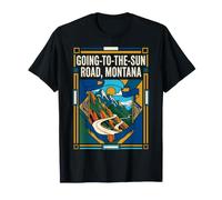 Ruta panorámica con la Bandera de Montana Going-to-The-Sun Road, Arte Vintage Camiseta