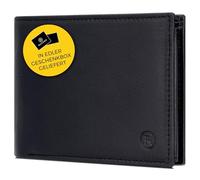 RUTAKO Cartera de piel para hombre con protección RFID - Cartera grande con compartimento para monedas - Cartera de piel auténtica para hombres - Cartera Cartera Monedero, Negro Triple, Querformat