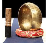 Rutaqian Cuenco tibetano de 9,5 cm, juego grande de cuenco tibetano, pequeño cuenco de meditación con mazo y cojín para cuenco tibetano, hecho a mano, para yoga, meditación, relajación, atención plena