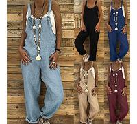 Rutaqian Monos De Verano para Mujer, Pantalones Largos con Correa Ajustable De Color Sólido, Mono Sin Mangas con Cuello Cuadrado, Ropa De Calle para Uso Diario Cielo Azul 4XL