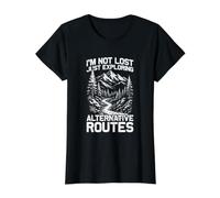 Rutas alternativas montañero Divertido Senderismo Senderismo Camiseta gráfica económica, Mujer, Negro, L