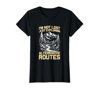 Rutas alternativas montañero Divertido Senderismo Senderismo Camiseta gráfica económica, Mujer, Negro, L