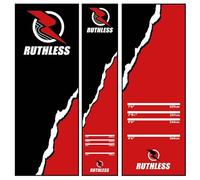 RUTHLESS Alfombrilla para dardos | Alfombra resistente antideslizante duradera para suelo negro (rojo rasgado)