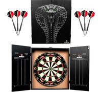 Ruthless Home Darts Centre | Centro completo de tablero de dardos para el hogar, incluye gabinete, diana y 2 juegos de dardos (cobra)