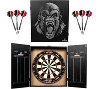 Ruthless Home Darts Centre | Centro completo de tablero de dardos para el hogar, incluye gabinete, diana y 2 juegos de dardos (gorila)