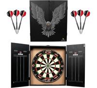 Ruthless Home Darts Centre | Centro completo de tablero de dardos para el hogar, incluye gabinete, diana y 2 juegos de dardos (águila)