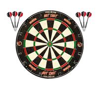 Ruthless Hot Shot - Juego de diana de sisal de alambre redondo de resistencia que incluye 2 juegos de dardos de punta de acero