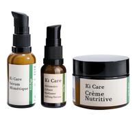 Rutina antiedad antioxidante completa: Contorno de Ojos con extractos de Flores Blancas, Ginseng y Café, Crema nutritiva con retinol y Sérum facial anti envejecimiento