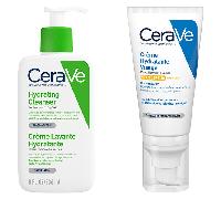 Rutina facial CeraVe para piel seca: Crema limpiadora hidratante 236 ml y crema hidratante facial con SPF 30 52 ml.