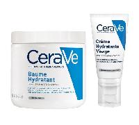 Rutina facial y corporal CeraVe para piel seca: Bálsamo hidratante 454 ml y crema hidratante facial 52 ml.