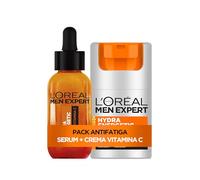 Rutina L'Oréal Men Expert Hydra Energetic Para Hombres, Serum con Vitamina C 30 ml y Crema Hidratante Anti-Fatiga 50 ml