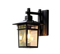 RUTXE Lámparas de pared impermeables para jardín al aire libre nórdico vintage E27 Pasillo exterior Sencillez Arte de hierro Lámpara de pared Linterna de pared Pequeña luz montada en la pared (Black)