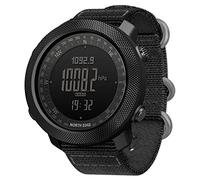 RUTXE Reloj Militar para Exteriores para Hombre Pulsera Digital Multifuncional Banda de Nailon 50M altímetro barómetro brújula Reloj Resistente al Agua para montañismo natación Fitness (Black)