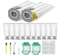 Ruucy 12 bolsas para aspiradora Folletto FP7 VK7, 12 bolsas de aspiradora Folletto + 2 filtros de motor + 2 cepillos + 1 destornillador + 6 ambientadores, kit de recambios para Folletto Vorwerk VK7