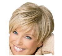 Ruuizksa Peluca corta para mujer, corte , recta, de tejido sintético natural, para mujer, uso diario, fibra de alta temperatura