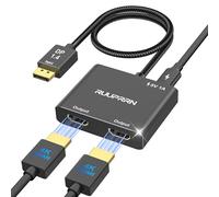 RUUPRRN Adaptador DisplayPort 4K a 60Hz a HDMI dual, fuente DP 1.4 a HDMI 2.0 divisor para monitores duales, puerto de pantalla a divisor HDMI 1 en 2 salidas pantalla extendida, para PC, NVIDIA