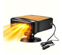 Ruutcasy Ventilador portátil para coche, 12 V, desempañador antivaho de calentamiento rápido, secador de refrigeración 2 en 1, ventilador de calefacción de rotación de 360°, que se conecta al