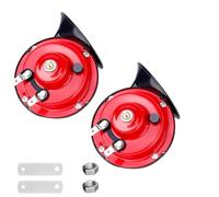Ruuvee Horn, 12v/24v 300 Db Ruuvee Train Horn for Trucks Super Loud, Red Electric Snail Horns, Waterproof Air Horns Replacement Kit for Motorcycle, Truck, Bike, Boat, Universal Car Accessories(Red 2pc