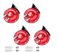 Ruuvee Horn, 12v/24v 300 Db Ruuvee Train Horn for Trucks Super Loud, Red Electric Snail Horns, Waterproof Air Horns Replacement Kit for Motorcycle, Truck, Bike, Boat, Universal Car Accessories(Red 4pc