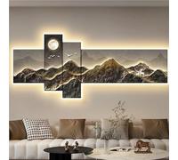 RuuXanthous Arte de Pared con luz LED y patrón Rectangular Irregular, Mural Colgante Iluminado en 3D para Sala de Estar y Dormitorio, decoración de Pared Decorativa con Luces LED, Arte Moderno