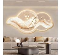 RuuXanthous Decoración de Pared de Plumas 3D con Luces LED, Escultura Colgante Moderna con Fuente de alimentación enchufable, decoración Tridimensional Creativa para el hogar, Sala de Estar y