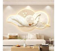 RuuXanthous Decoración de Pared de Plumas 3D con Luces LED, Escultura Colgante Moderna con Fuente de alimentación enchufable, decoración Tridimensional Creativa para el hogar, Sala de Estar y