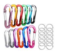 Ruvan 12 mosquetones pequeños, de aluminio, 50 mm, pequeños, para llaves, camping, mochila, pesca (12 colores), doce llaveros