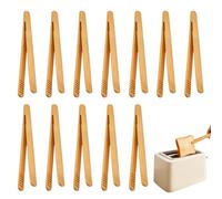 Ruvan 12 pinzas para barbacoa de madera, 18 cm, pinzas de madera, pinzas de cocina para tostadas, pinzas de alimentos, para cocinar, pan, té de frutas y pepinos