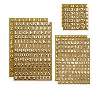 Ruvan 18 Hojas Pequeñas Letras Pegatinas Para Resina, Letras Y Números Autoadhesivos, Mini Oro/Plata Letras Pegatinas Metálicas Alfabeto Números