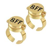 Ruvan 2 anillos de mejores amigos para siempre, anillo ajustable con tapa abierta, dulce anillo BFF, anillo de amistad, símbolo de amistad