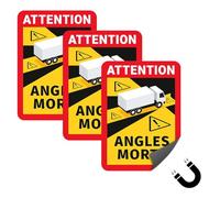 Ruvan 3PCS Magnéticas Attention Angles Morts Adhesivos, Señal Ángulos Muertos, Señalización Obligatoria En Francia Para Vehiculos Pesados De Mercancias 25 X 17cm