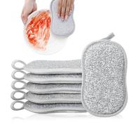 Ruvan 6 Piezas Estropajo Cocina, Estropajos Cocina Reutilizables De Doble Cara, 16×9×1.5 Cm Esponja De Limpieza Reutilizable De Microfibra, Para Cubiertos, Baño, Cristal (Gris)