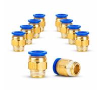 Ruvan Acoplamiento de aire comprimido conector rápido recto PC8-02 1/4 pulgadas BSP rosca exterior para manguera neumática de 8 mm, accesorios de conexión neumática, color azul, paquete de 10 unidades