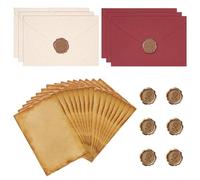 Ruvan Juego De Papel De Cartas Vintage Con Sobre, Papel Kraft Sobres Regalo, Incluir 16 Papelería Vintage Papel, 6 Sobres De Lino Y Sellos De Cera, Para Invitaciones Bodas Cumpleaños